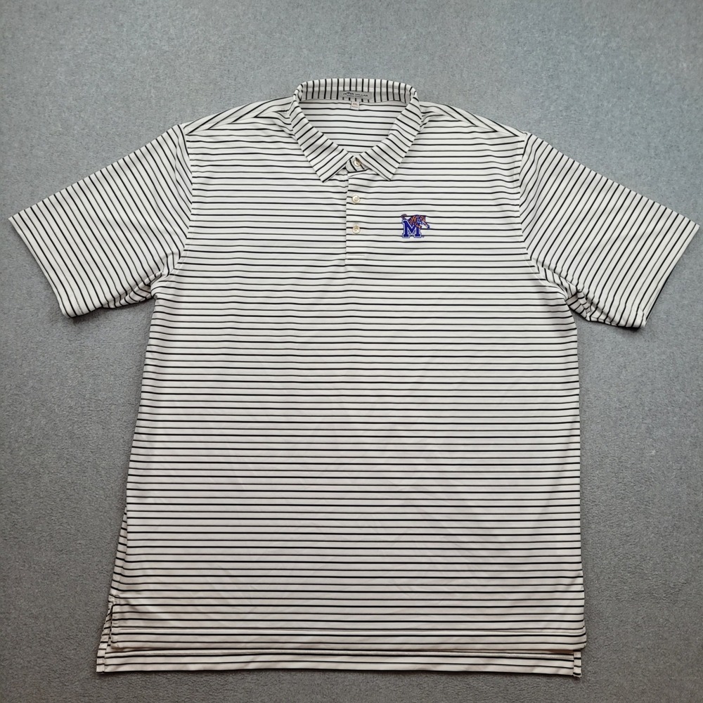 Peter Millar Memphis Tigers Polo Shirt Mens XXL Summer Comfort White Striped